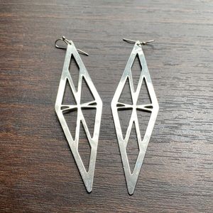 Silver Triangular Dangle Earrings
